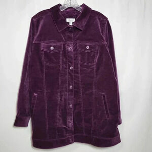 D & Co. Adaptive Women's Size Large Purple Jacket Shacket Fall Casual Travel